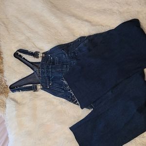 Overalls - Women's Junior Size 7, wide leg cut-off with Fray at bottom